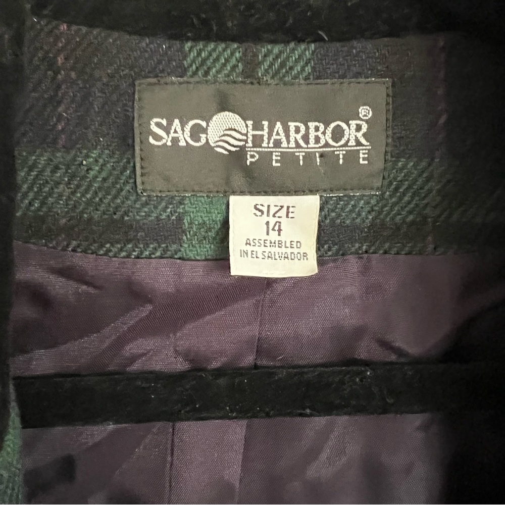 Vintage green plaid wool blend blazer - Picture 5 of 6